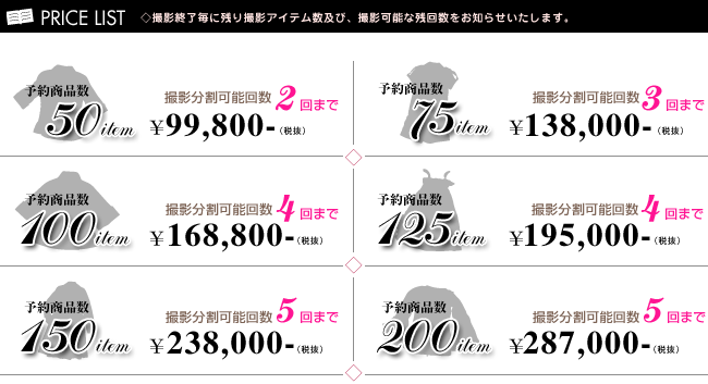 アクティブ撮影予約料金