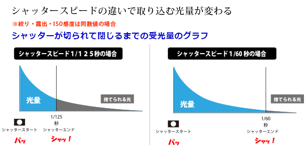 シャッタースピードと光量の関係 シャッタースピードと光量の関係