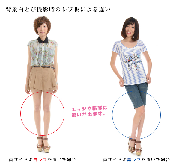 レフ板の色による写真の違い レフ板の色による写真の違い