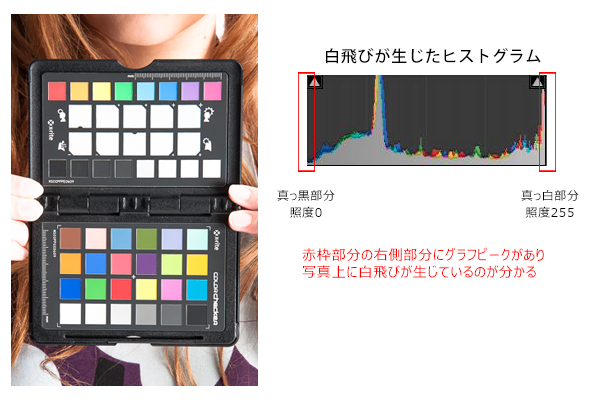 白飛び写真のヒストグラム 白飛び写真のヒストグラム
